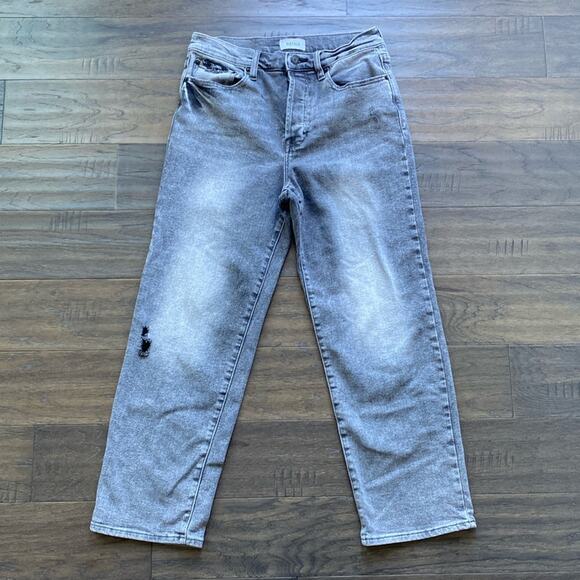 PISTOLA Straight Leg Jean Womens Sz 27 Grey High Rise Button Fly Distressed - Picture 1 of 8